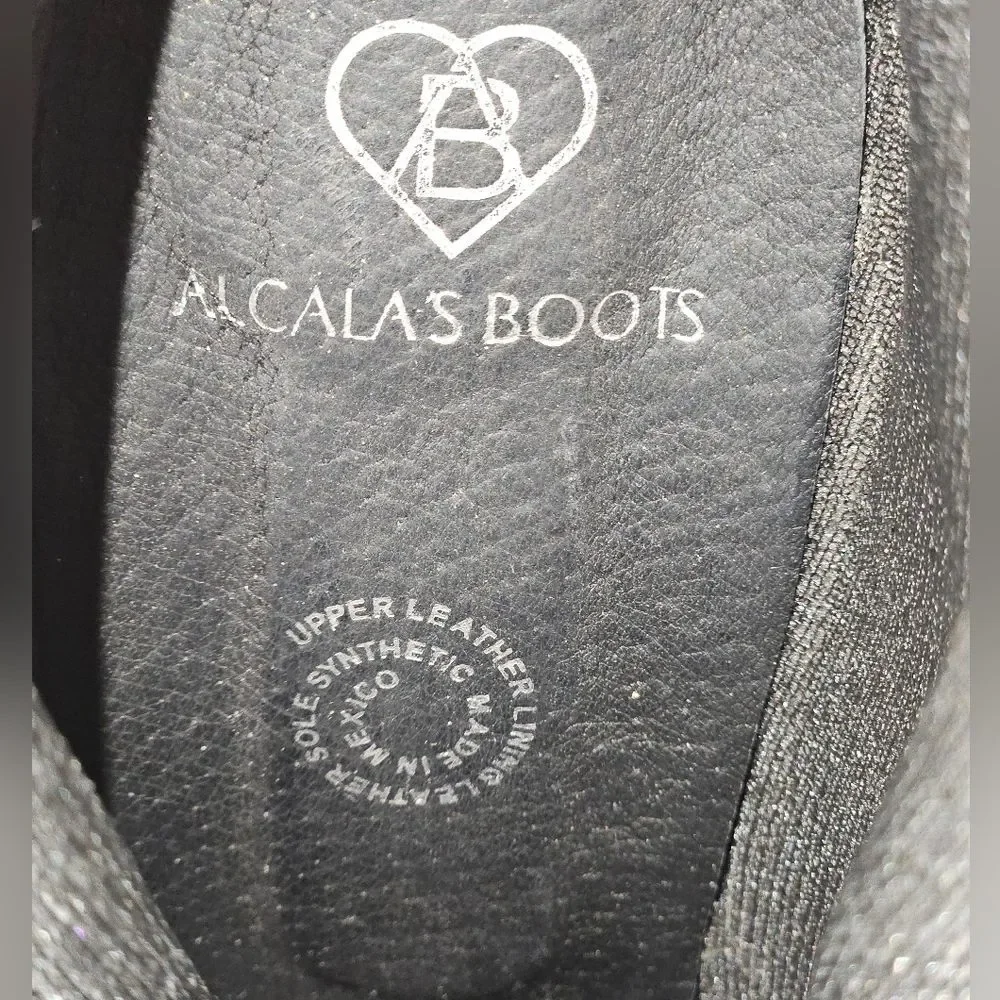 Alcala's Calf Hair Black Leather Platform Cow Zip-up Booties Size 9